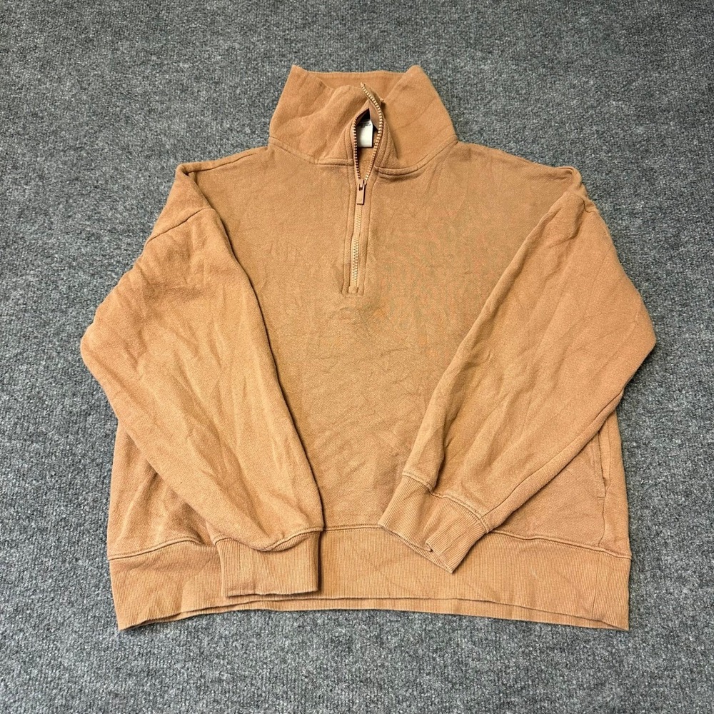 PINK Victoria's Secret Sweatshirt Womens S Brown Quarter Zip Pullover Fleece